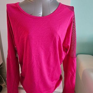 Pink Long sleeve sweater with mesh